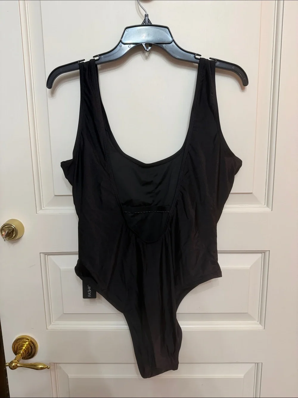 Fashion Nova Black Scoop Neck Swim Bodysuit